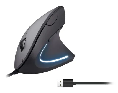 Rat&oacute;n vertical ergon&oacute;mico con cable color negro
