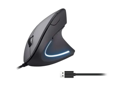 Rat&oacute;n vertical ergon&oacute;mico con cable color negro